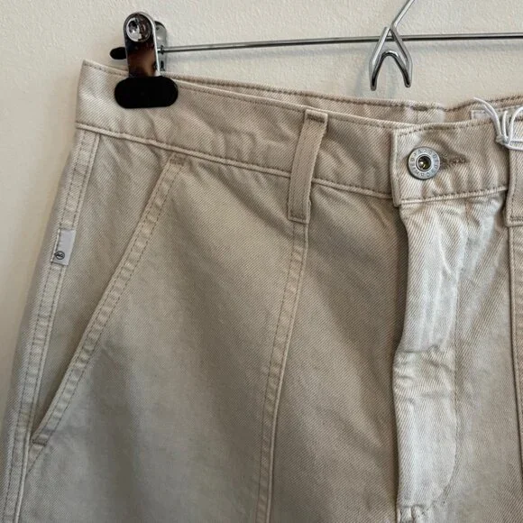 NEW AG Jeans Camille Utility Barrel Leg Denim Jeans Size 28 Oatmeal Beige - Picture 7 of 10